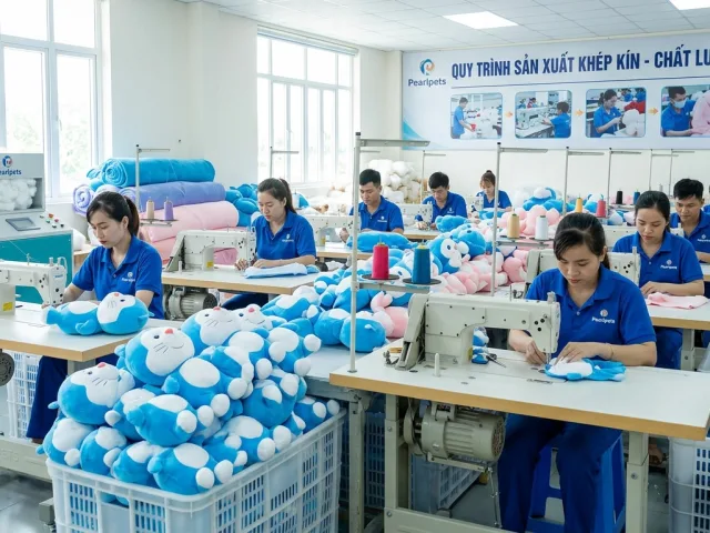 Công nhân xưởng Thỏ Ngọc may thú bông