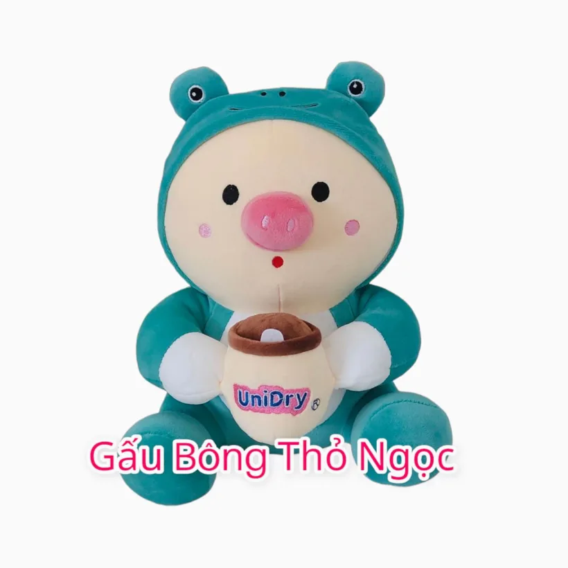 Heo bông mặc áo ếch xanh