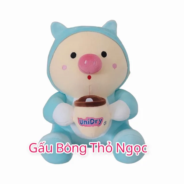 Heo bông mặc áo mèo xanh