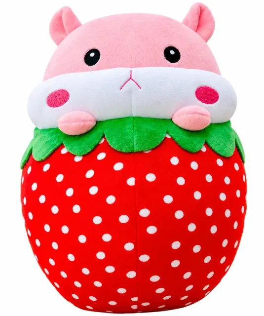 Gối bông hình quả dâu tây với chuột hamster – mẫu 2