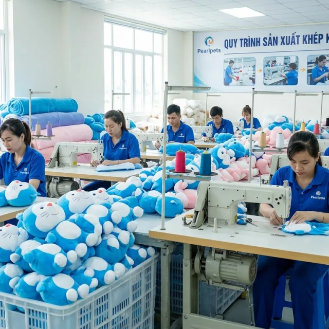Công nhân xưởng Thỏ Ngọc may thú bông